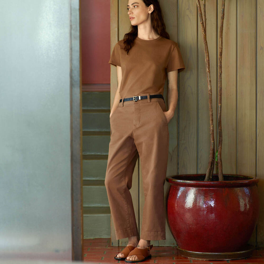 Everlane Women's Organic Straight-Leg Pant in Light Brown, Size 16